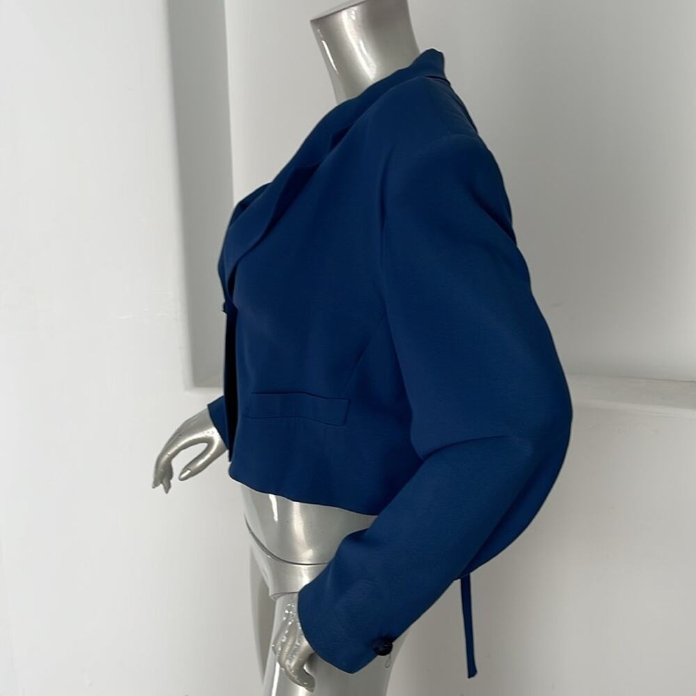 Vertigo Pour La Ville Blue Lace-up Back Cropped Jacket Size L - Picture 4 of 10